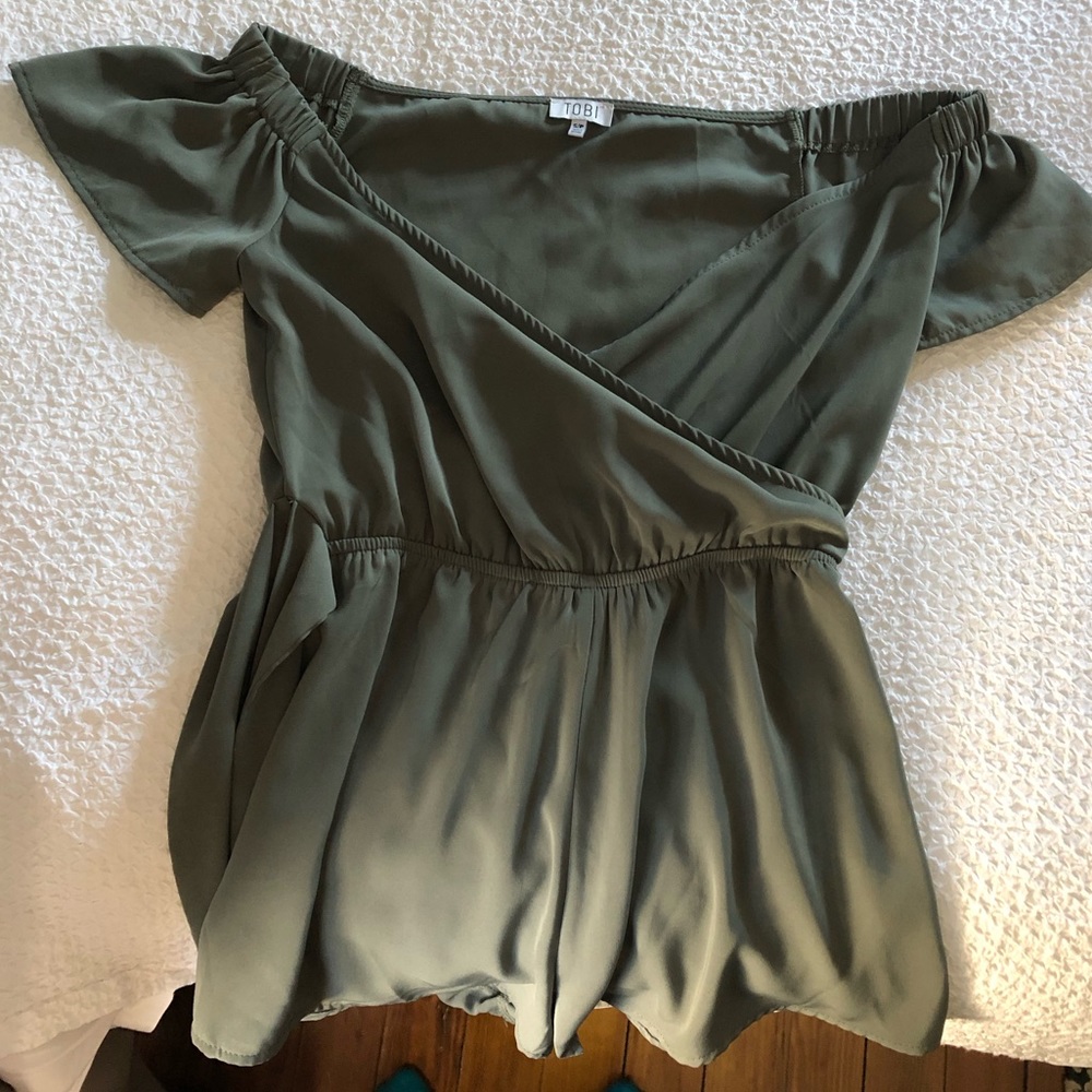 Tobi green romper with bow